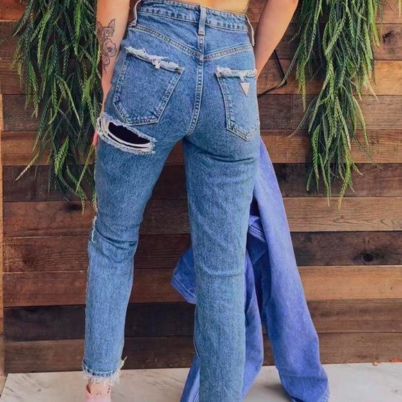 Handmade Guess Jeans Custom Distressed Jeans - Picture 3 of 4